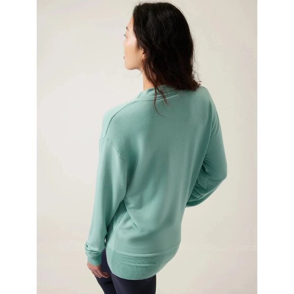 Athleta Purana V-Neck Wrap Sweatshirt Mint Medium - Picture 3 of 8